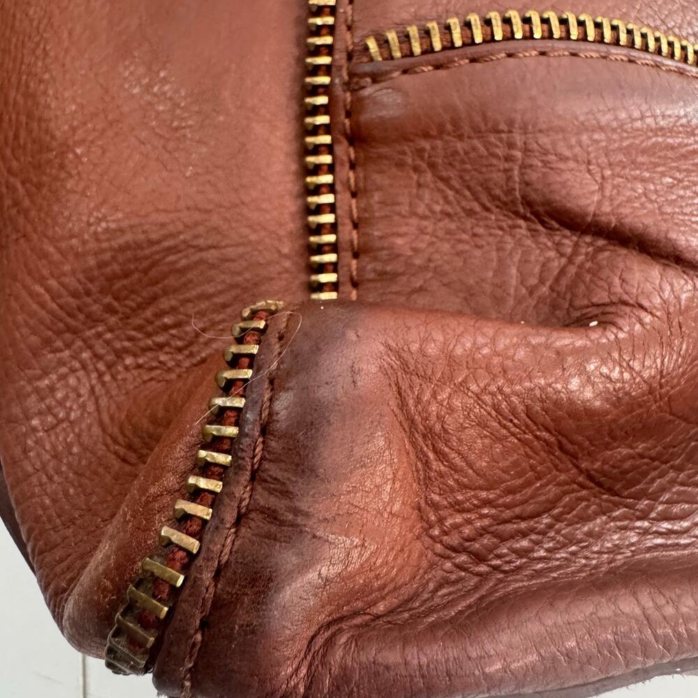 Botkier Brown Leather Tote Bag Pebbled Leather Zipper Detail Snap Soho Read - Picture 7 of 14